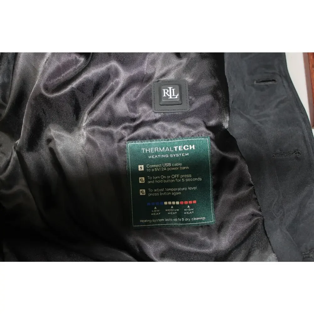 Lauren Ralph Lauren Coat Mens 40R Black ThermalTech Heated Overcoat All Weather